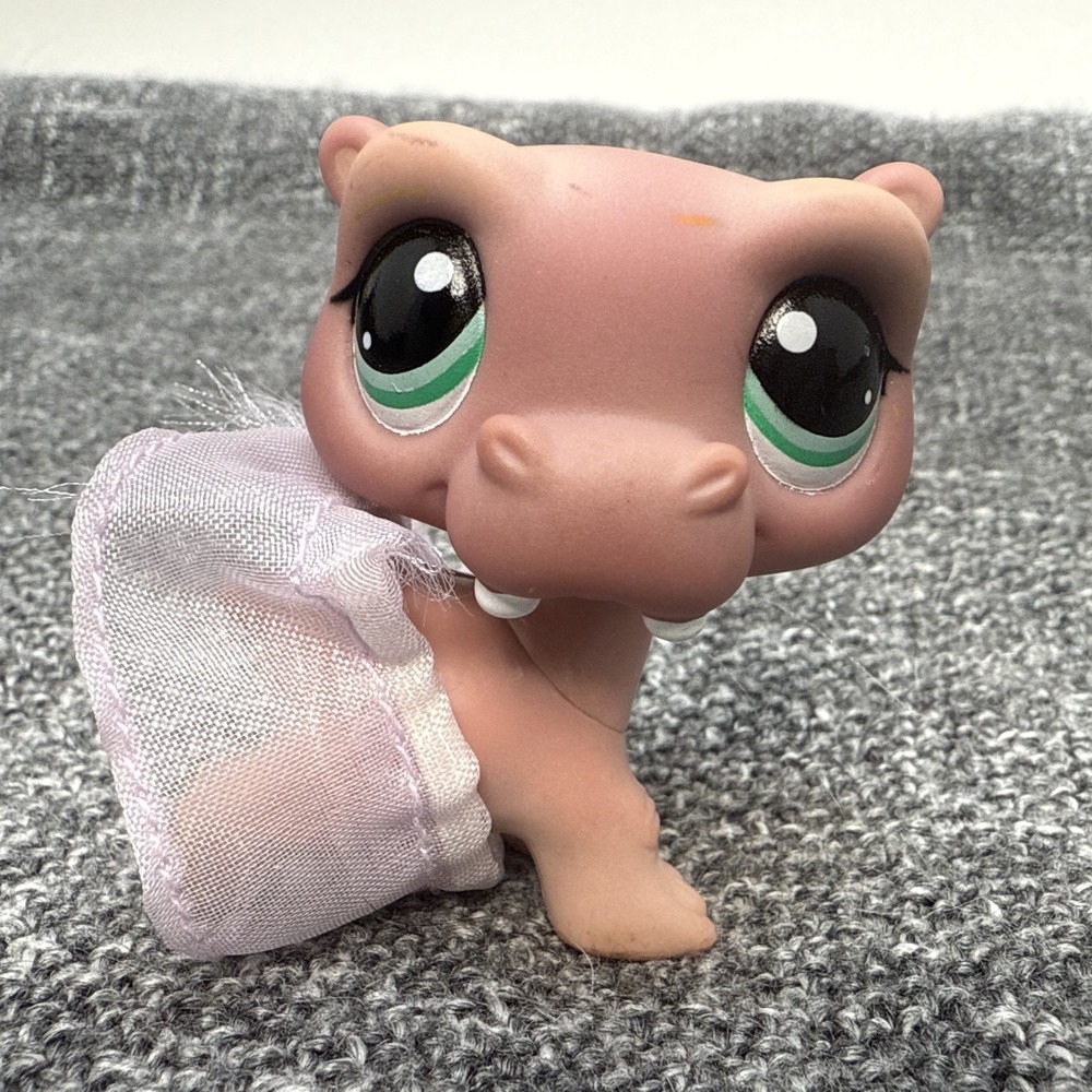 Littlest Pet‎ Shop Hippo #1415 Hasbro LPS Teal Eyes With Tutu (Read) Hasbro